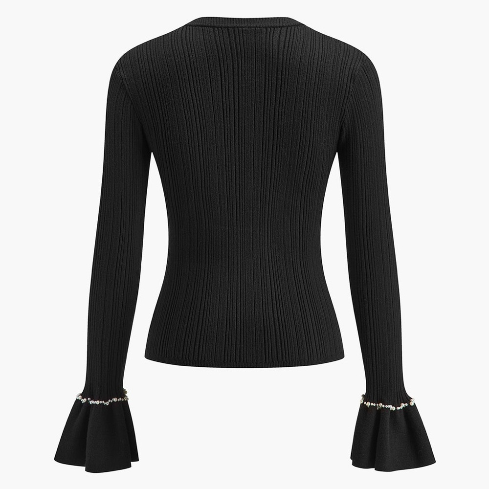 Commense Beaded-Decor Ruffle Knit Top - Picture 7 of 16